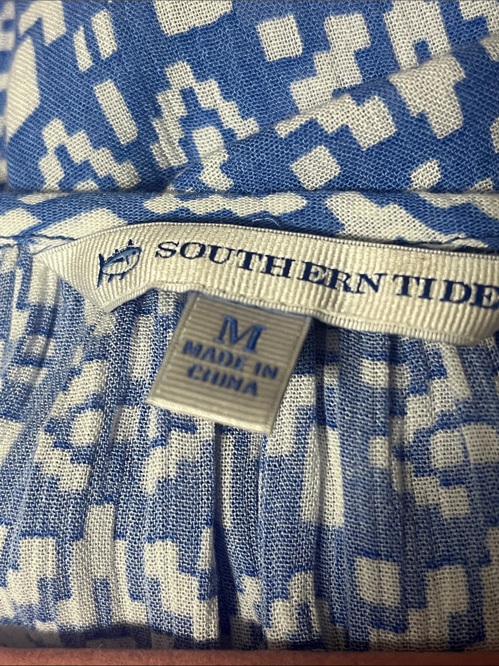 Southern Tide Whitnee Blue White Performance Geometric Pattern Dress Sz Medium - Picture 10 of 10